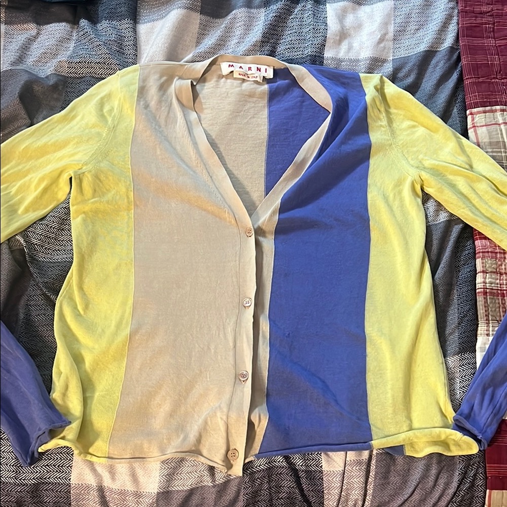 Marni Women's Vibrant Colorblock Cardigan - Yellow, Beige, Blue